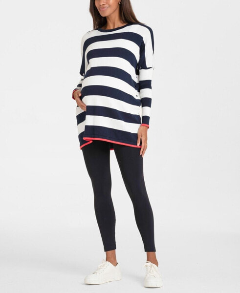Women's Bold Stripe Cotton Knit Maternity and Nursing Jumper