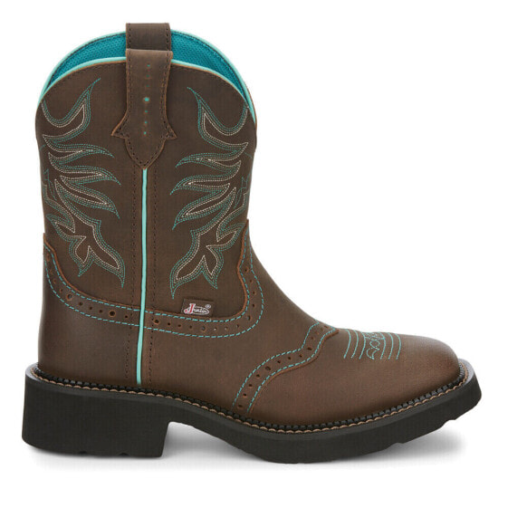 Justin Boots Mandra Embroidery 8 Inch Square Toe Cowboys Womens Brown Casual Bo