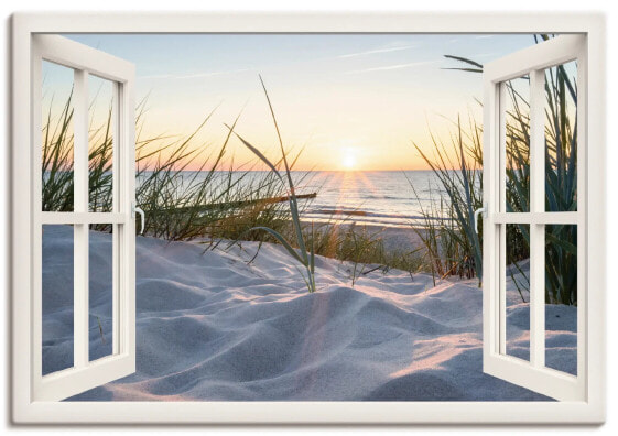 Leinwandbild Ostseestrand Fensterblick