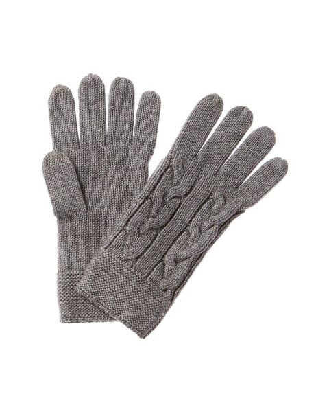 Forte Cashmere Luxe Cable Wool-Blend Gloves Women's Grey