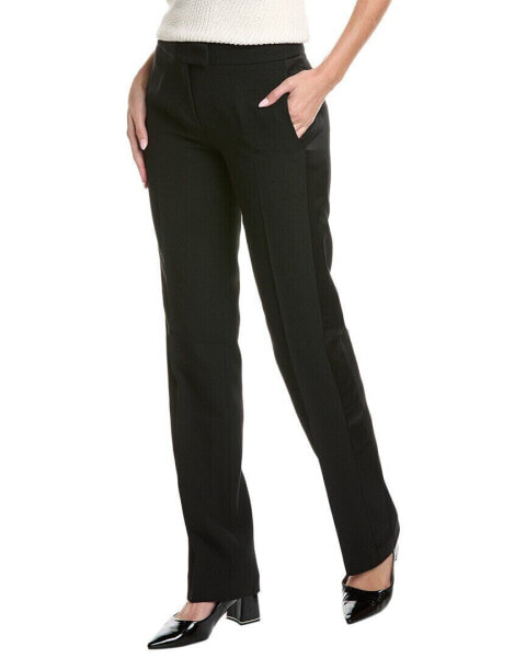 Michael Kors Collection Carolyn Tux Silk & Wool-Trim Trouser Women's Black 4