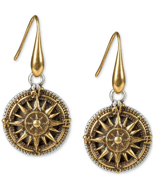 Gold-Tone Compass Drop Earrings