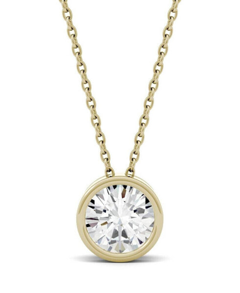 Moissanite Bezel Solitaire Pendant (1 ct. t.w. Diamond Equivalent) in 14k White or Yellow Gold