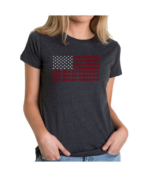 Women's Premium Blend T-Shirt with God Bless America Word Art