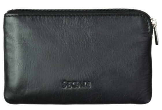 Leather mini wallet-key ring 7289 black