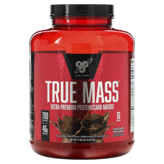 Гейнер BSN True-Mass, Ультрапремиум матрица Протеин/Углеводы, Шоколадный молочный коктейль, 5.82 фунтов (2.64 кг)