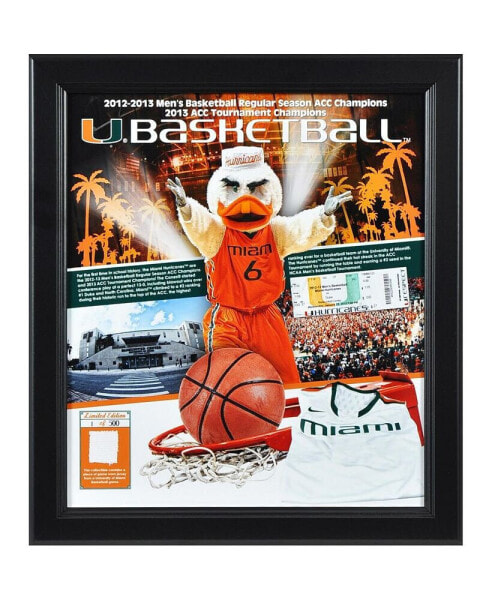 Шампунь коллекционный Fanatics Authentic Miami Hurricanes Framed 15" x 17" 2013 Regular Season ACC Champs с коллекционной футболкой, ограниченный выпуск 500шт.