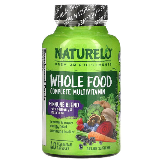 Мультивитамин с иммунным комплексом NATURELO Whole Food Complete, 60 вегетарианских капсул