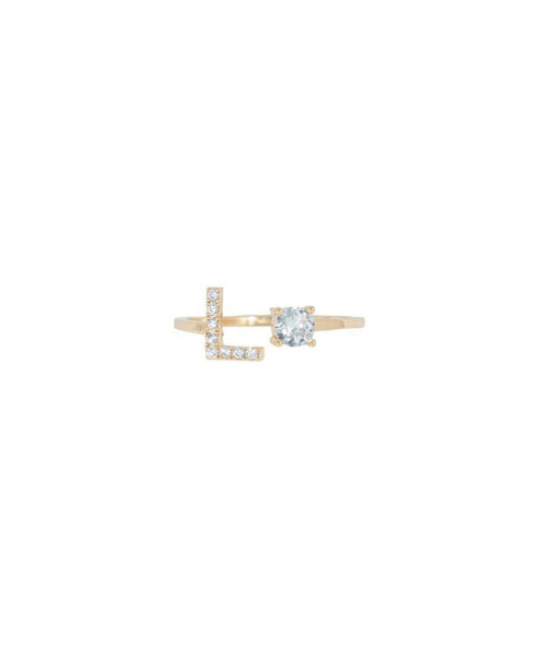 Crystal Initial Adjustable Gold-Tone Ring