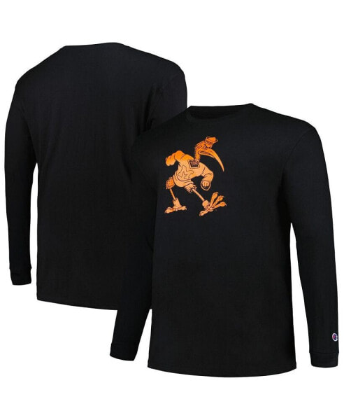 Men's Black Miami Hurricanes Big and Tall Pop Long Sleeve T-shirt