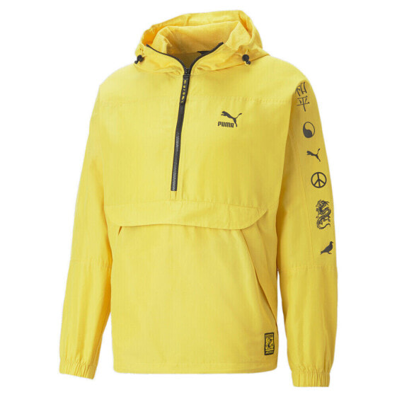 Puma Anorak Half Zip Jacket X Staple Mens Yellow Casual Athletic Outerwear 53982