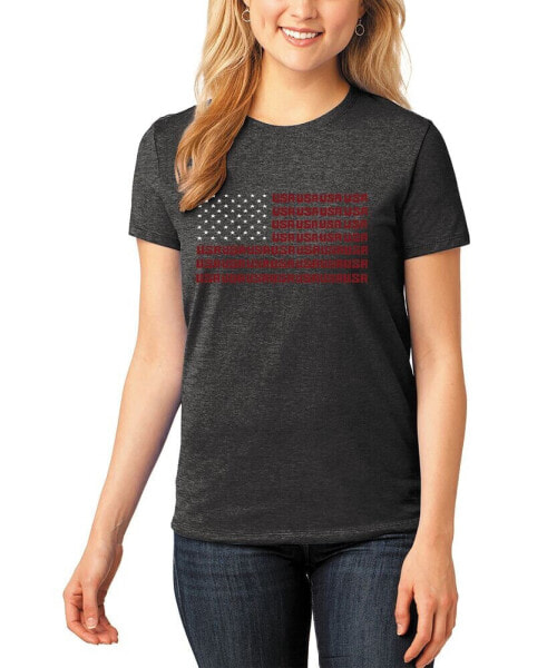 Women's Premium Blend Word Art USA Flag T-shirt