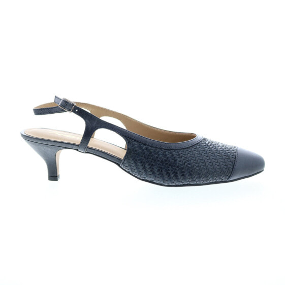 Trotters Kalen T2008-400 Womens Blue Wide Leather Slingback Heels Shoes