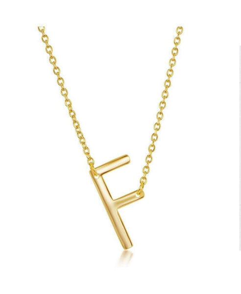 Sterling Silver 14k Gold Plated Sideways Initial Necklace