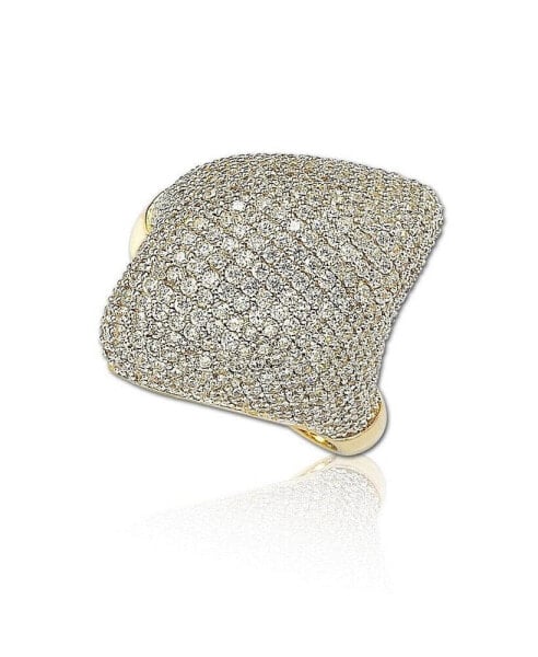 Suzy Levian Sterling Silver Cubic Zirconia Pave Diagonal Puff Ring