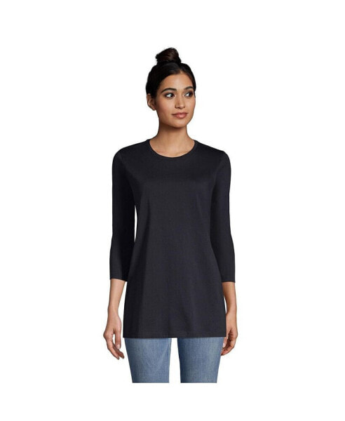 Petite 3/4 Sleeve Supima Cotton Crewneck Tunic