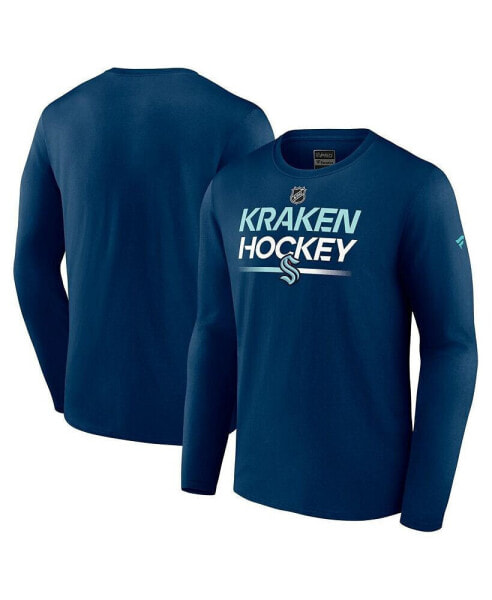 Men's Navy Seattle Kraken Authentic Pro Primary Long Sleeve T-shirt