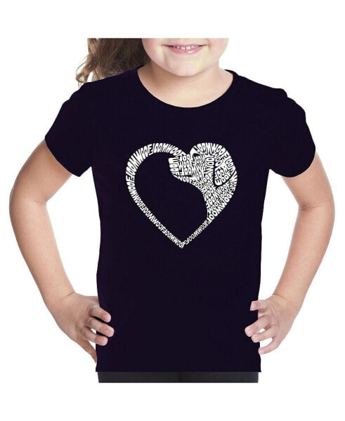 Child Dog Heart - Girl's Word Art T-Shirt