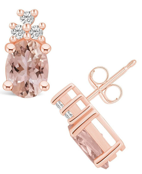 Morganite (2-1/3 ct. t.w.) and Diamond (1/5 ct. t.w.) Stud Earrings in 14K Rose Gold