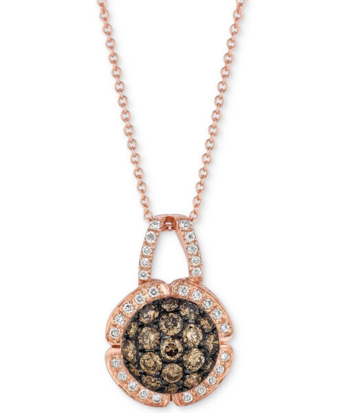 Le Vian chocolatier® Diamond Cluster 18" Pendant Necklace (7/8 ct. t.w.) in 14k Rose Gold