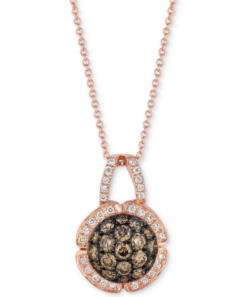 Chocolatier® Diamond Cluster 18" Pendant Necklace (7/8 ct. t.w.) in 14k Rose Gold