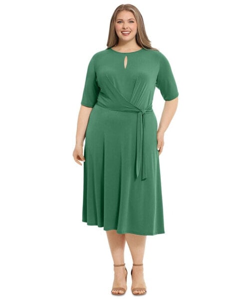 Plus Size Tie-Waist Fit & Flare Dress