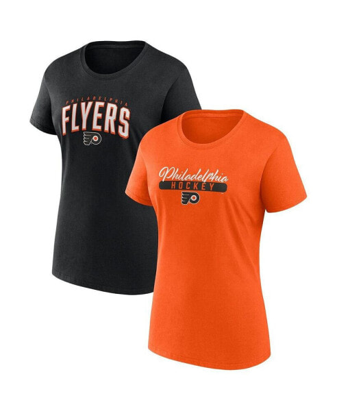 Women's Orange, Black Philadelphia Flyers Two-Pack Fan T-shirt Set