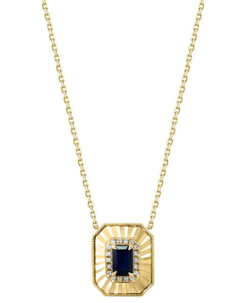 EFFY® Sapphire (5/8 ct. t.w.) & Diamond (1/10 ct. t.w.) Octagon Disc Pendant Necklace in 14k Gold, 17-1/4" + 3/4" extender (Also available in Emerald)