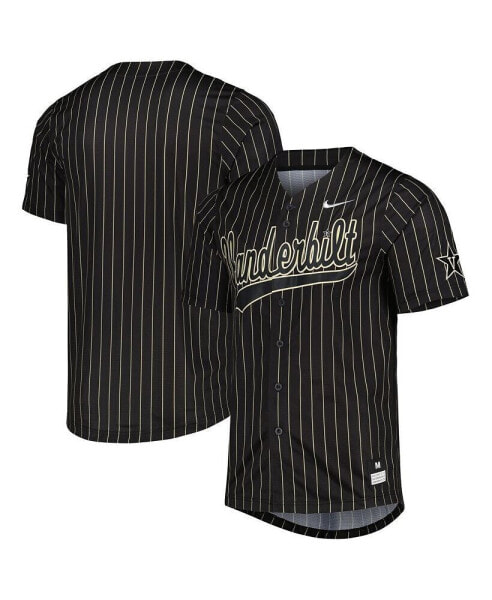 Men's Black, Gold Vanderbilt Commodores Pinstripe Replica Full-Button Baseball Jersey