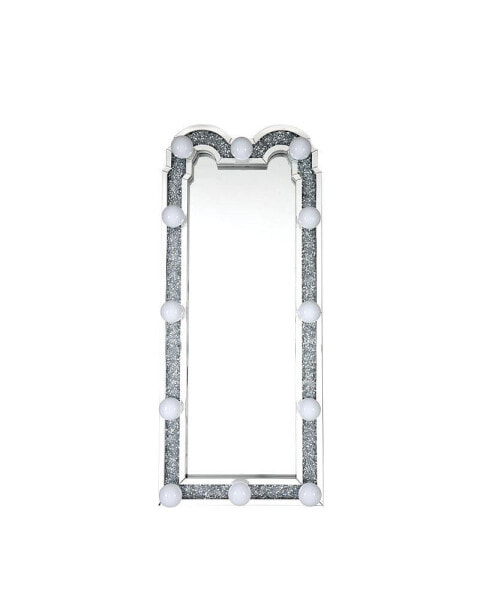 Noralie Accent Floor Mirror In Mirrored & Faux Diamonds