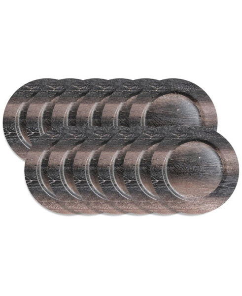 Walnut Finish Charger Plate 12 Piece Dinnerware Set, Service for 12