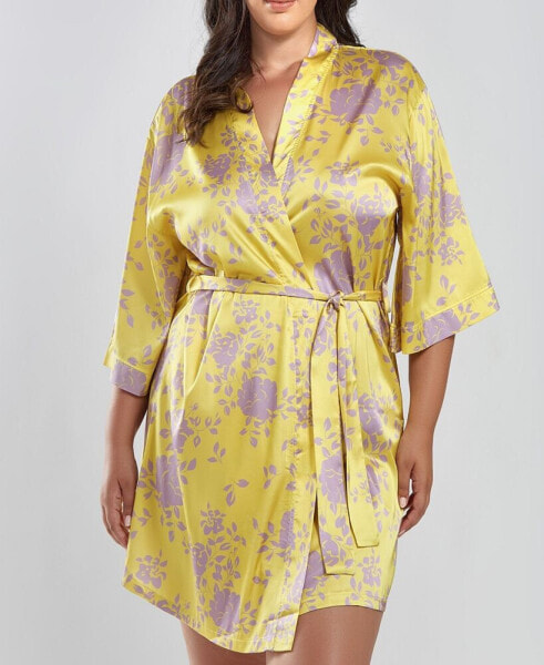 Пижама iCollection plus Size Fiona Satin Print