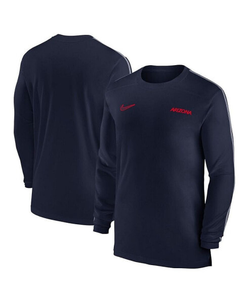 Men's Navy Arizona Wildcats 2024 Sideline Coach UV Performance Long Sleeve T-Shirt