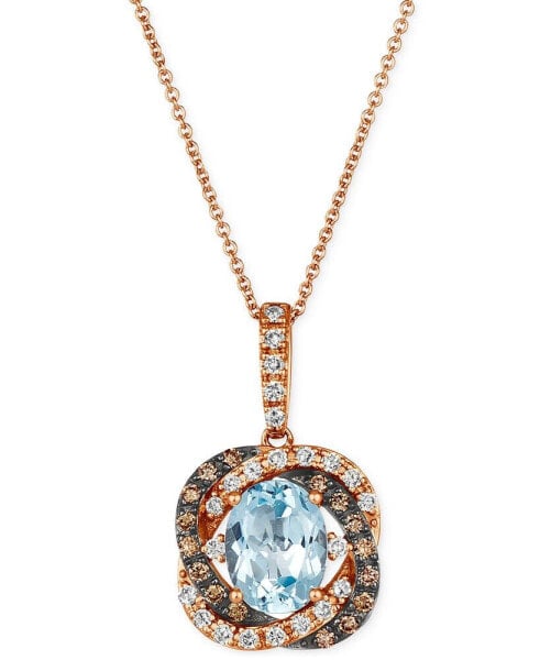 Blue Topaz (1-7/8 ct. t.w.) & Diamond (3/8 ct. t.w.) 20" Pendant Necklace in 14k Rose Gold