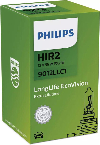 Philips HIR2 12V 55W PX22d LongerLife 3x Life Time 1st & 12499B2 Ball Lamp Vision P21/5W Signal Lamp, Pack of 2, 13.50 x 9.50 x 13.50