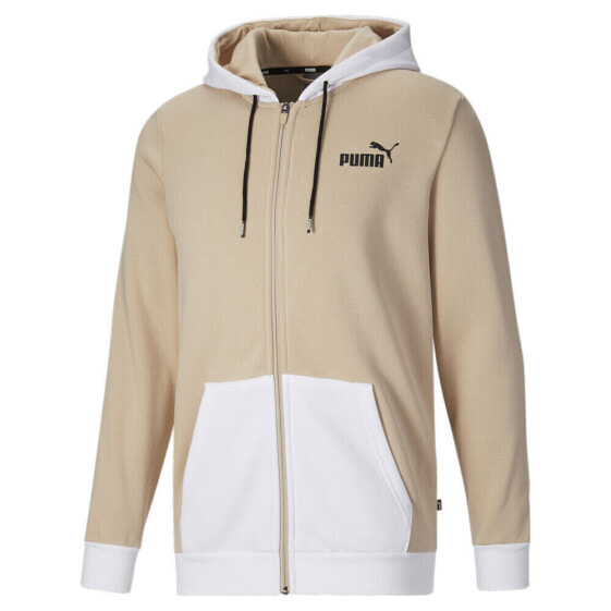 Puma Colorblock Full Zip Hoodie Mens Beige Casual Outerwear 67911688