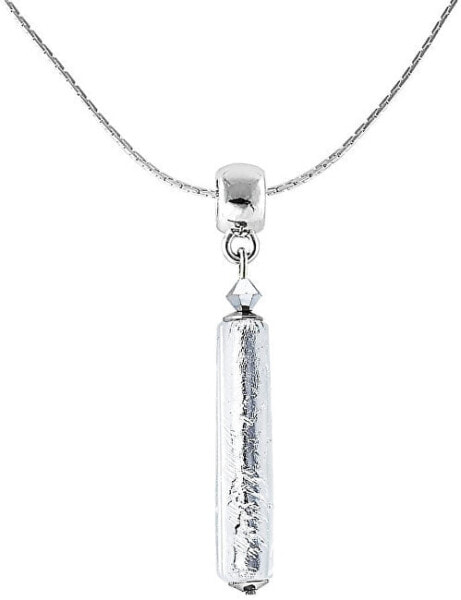 Queen crystal necklace with pure silver in Lampglas NPR3 pearl