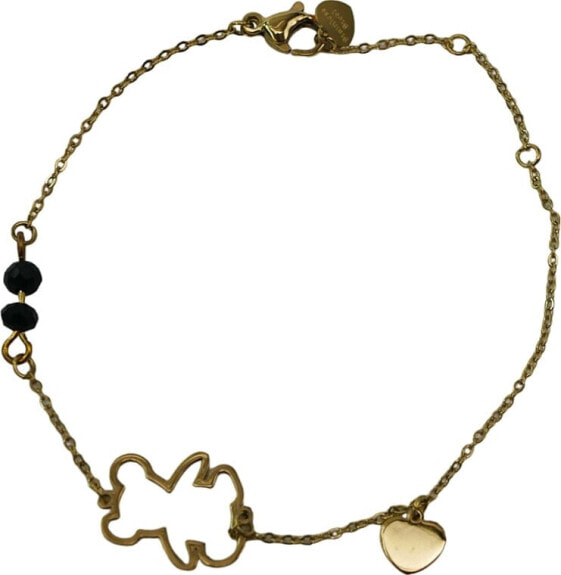 Armband für Frauen Teddybär und Herz golden