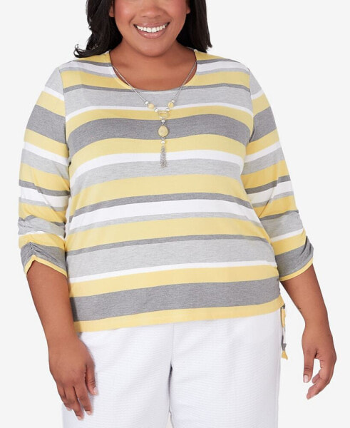 Plus Size Charleston Striped Top with Side Ruching
