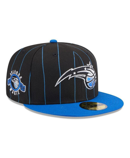Men's Black/Blue Orlando Magic Pinstripe Two-Tone 59Fifty Fitted Hat