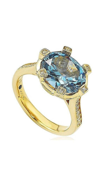 Suzy Levian Sterling Silver Cubic Zirconia Blue Cocktail Ring