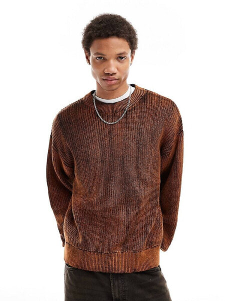 Weekday Daniel jumper in red ombre wash effect