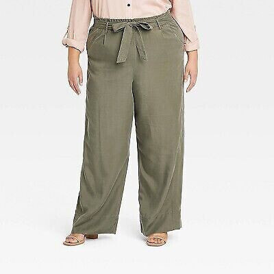 Women's Plus Size High-Rise Wide Leg Pants - Knox Rose Olive Green 2X