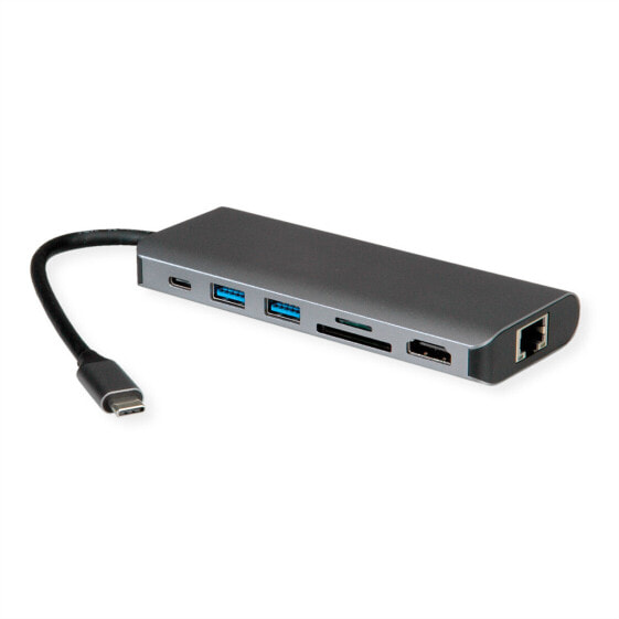 ROLINE USB4-C Dock HDMI+ GbE+2xA+ 1xTF/SD+1x C PD 8K30 - Digital - Digital/Display/Video