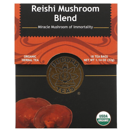 Organic Herbal Tea, Reishi Mushroom Blend, Caffeine Free, 18 Tea Bags, 1.14 oz (32 g)