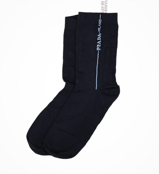 PRADA 288846 Logo-Intarsia Socks size Large Black/ Blue