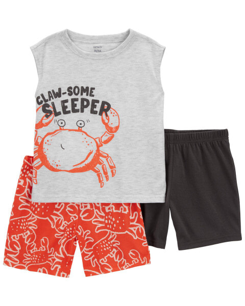 Toddler 3-Piece Crab Loose Fit Pajama Set 2T