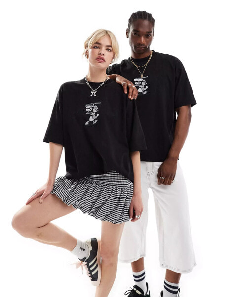 ASOS DESIGN Disney unisex oversized t-shirt with Donald Duck prints in washed black