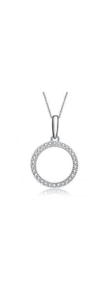 Exclusive White Gold Plated Cubic Zirconia Circle Shaped Pendant Necklace