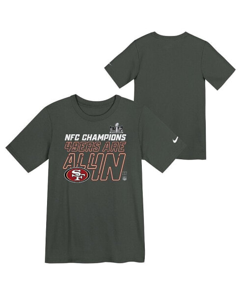 Big Boys and Girls Anthracite San Francisco 49ers 2023 NFC Champions Locker Room Trophy Collection T-shirt